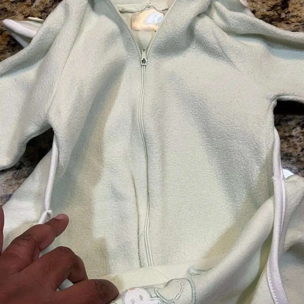 Vintage‎ Infant Kangaroo Snowsuit Unisex 0-6M Hooded Fleece Bunting Sack Hooded